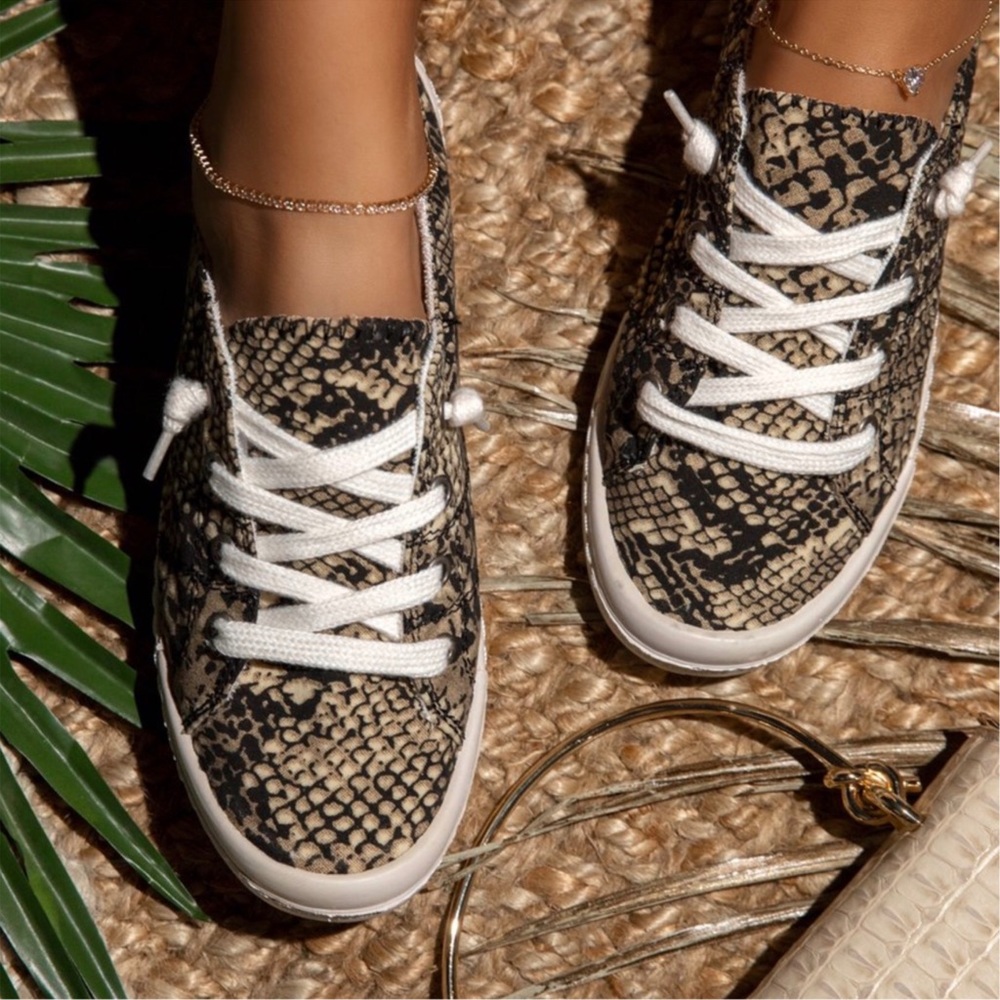 Snake Print Insole Comfort Slip On Sneakers - Picture 5 of 8